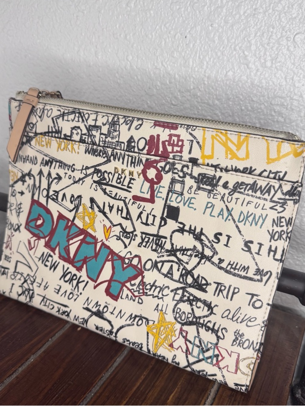 DKNY Graffiti Print clutch purse
